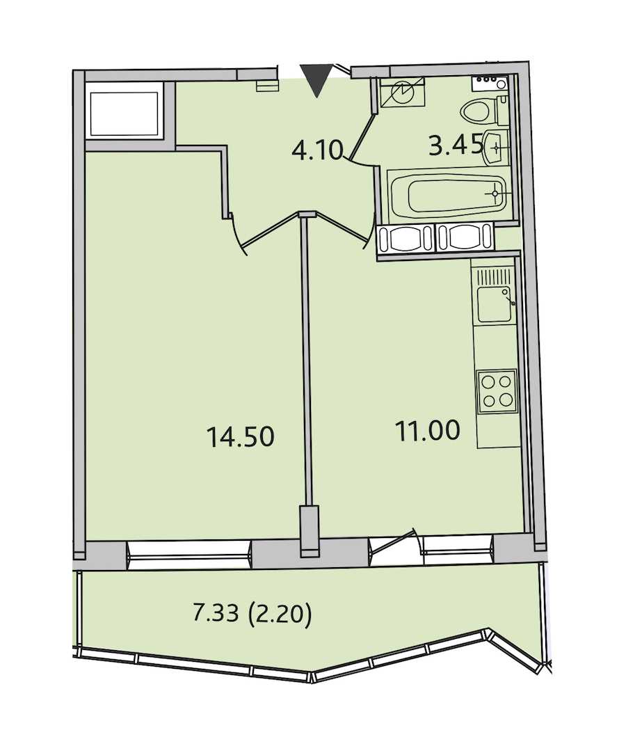 Однокомнатная квартира в СПб Реновация: площадь 35.25 м2 , этаж: 13 – купить в Санкт-Петербурге